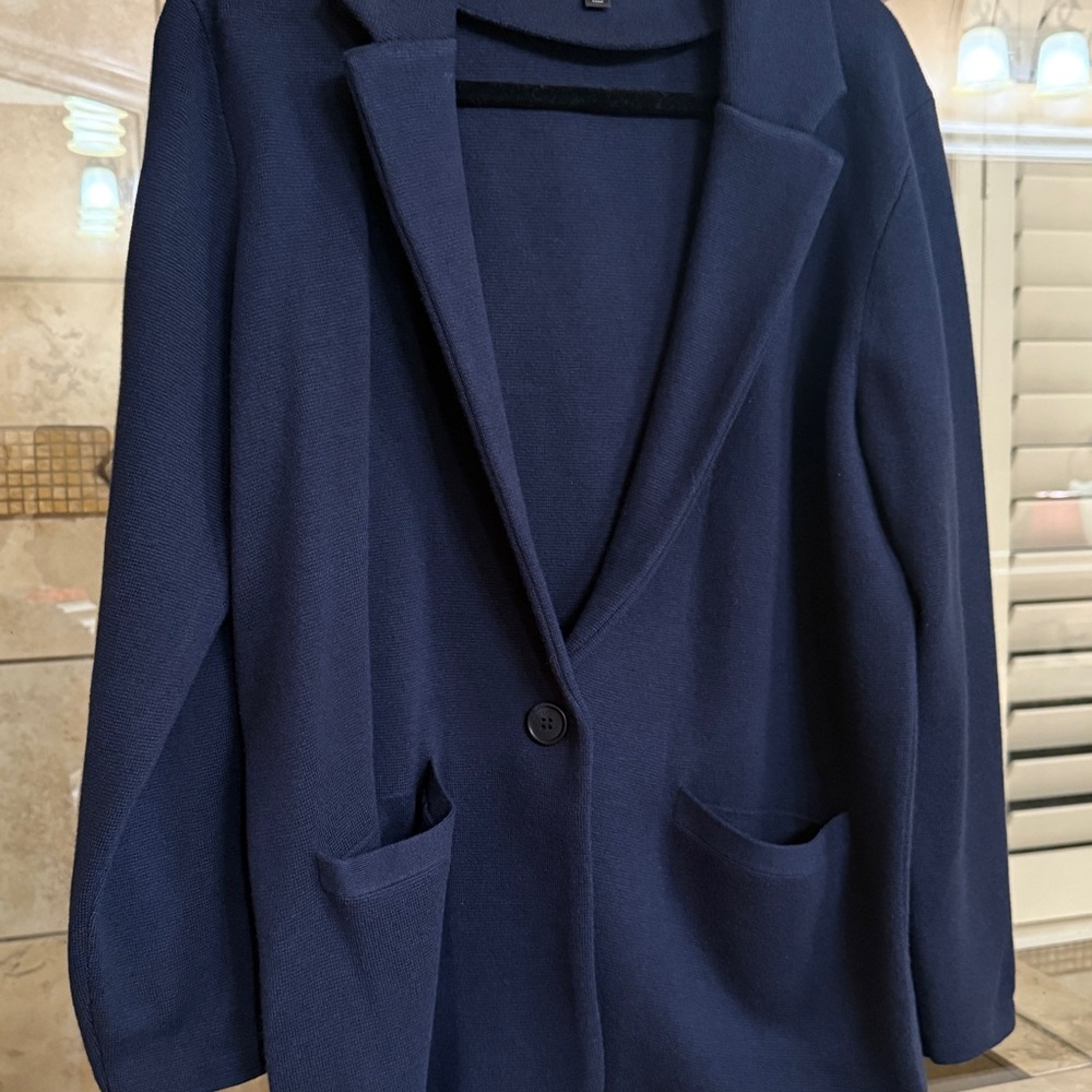 J. Crew Navy Single-Button Knit Blazer Cardigan
